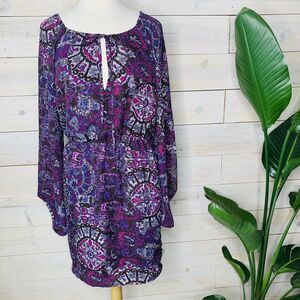 Purple Long Sleeve Knee Length Dress Charlie Jade Size Small